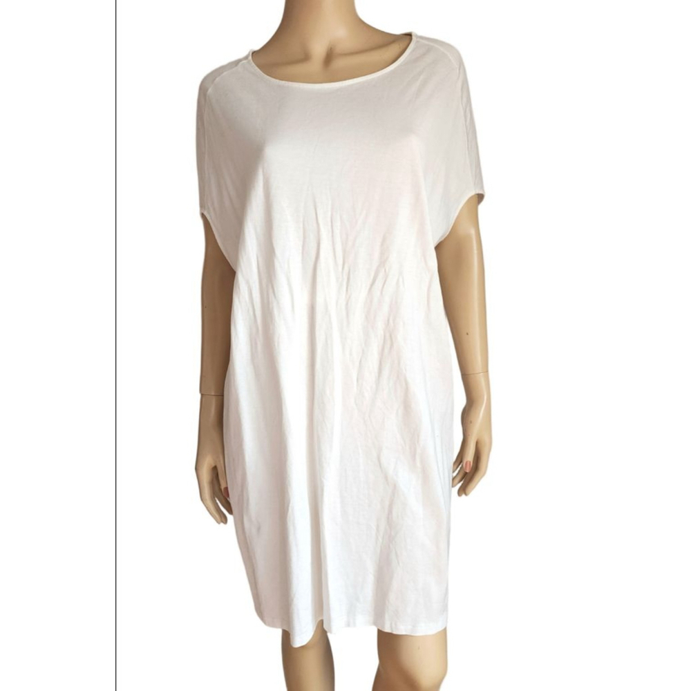 PERUVIAN CONNECTION White Pima Cotton Belted Dress